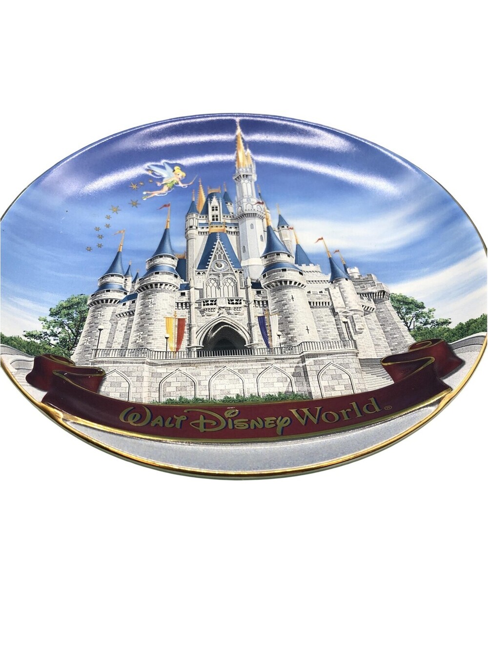 Disney Tinker Bell Walt Disney World Cinderella Castle Decorative Plate Blue